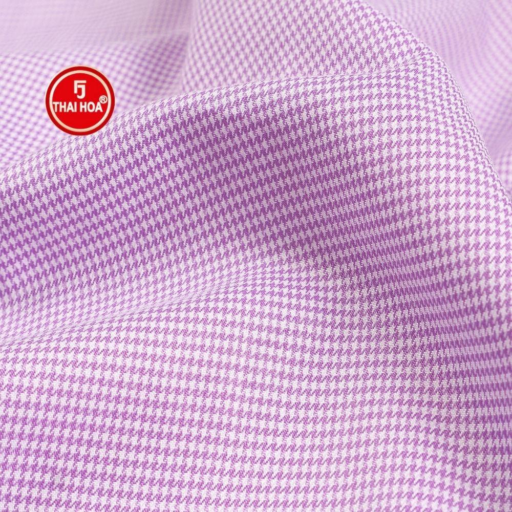Áo sơ mi nữ Thái Hòa N65-05-01 vải cotton thoáng mát màu kẻ tím