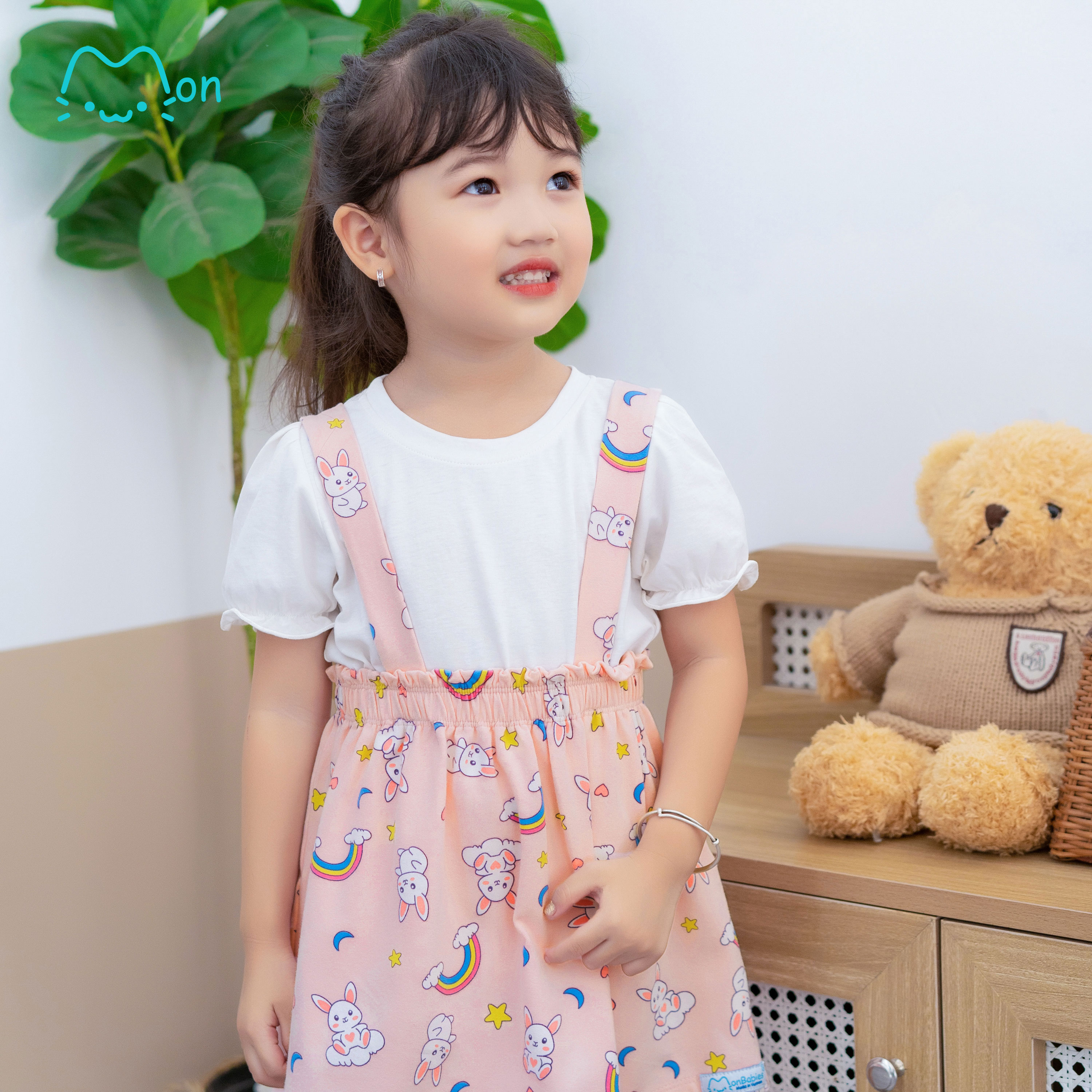 Chân váy bé gái 2,3,4,5,6,7,8,9,10 tuổi chất cotton họa tiết xinh xắn, phù hợp đi chơi, đi học MonBabies MCV2241