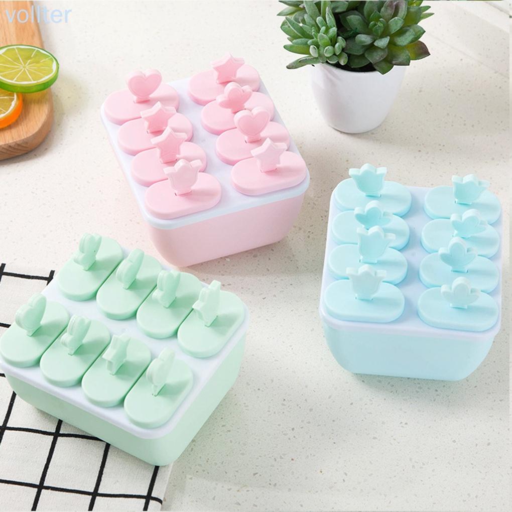 Ice Cream Mold PP Plastic Ice Dessert Maker Home Kitchen DIY Mould Summer Dessert Making Tool, Round, 6 Grid, Blue