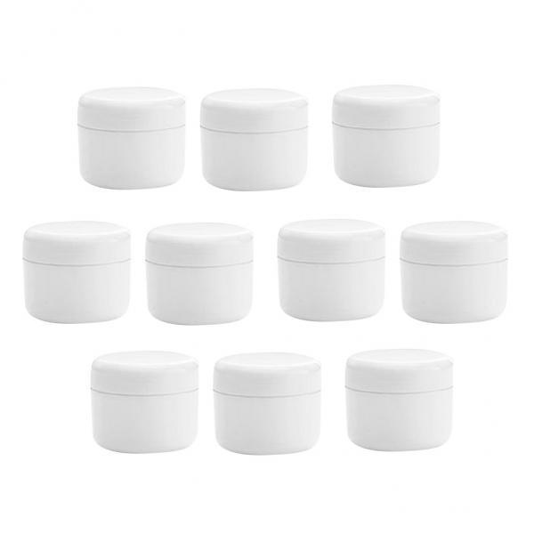 2X Refillable Plastic Empty Face Cream Cosmetic Container with Lid White-20g