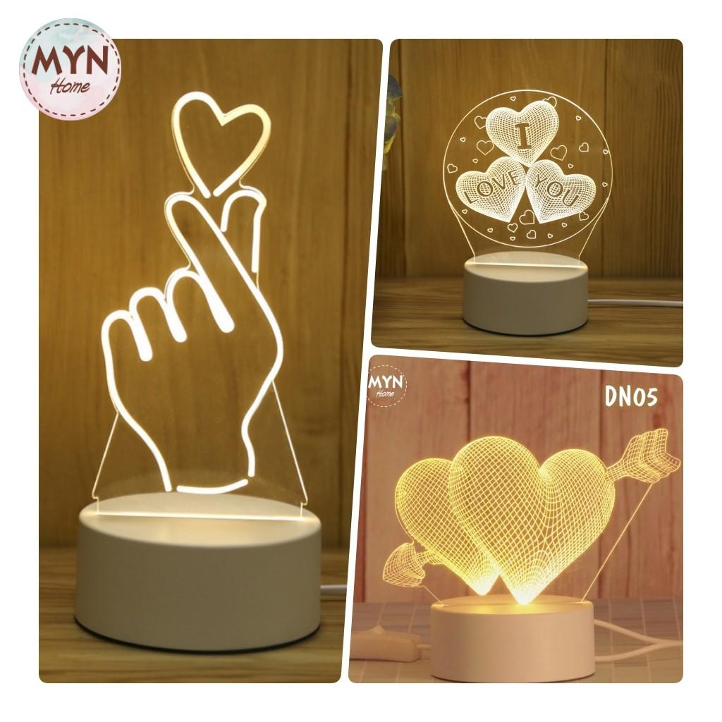 Đèn ngủ 3d để bàn, trang trí phòng ngủ, quà tặng sinh nhật 3 in 1 MYN Home