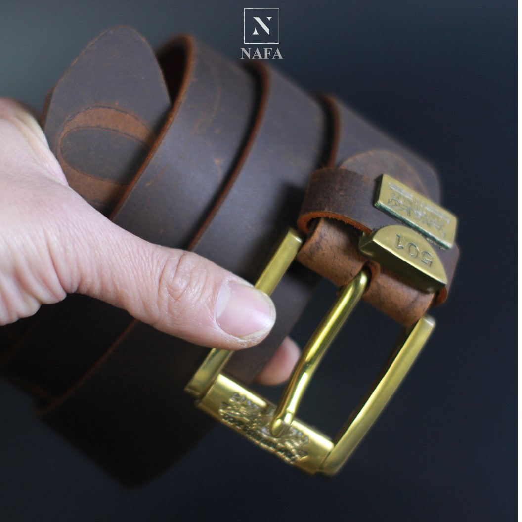 Thắt lưng nam, Dây nịt nam NAFA BL104 da bò sáp 1 lớp, khóa đồng sang trọng - BH 3 năm