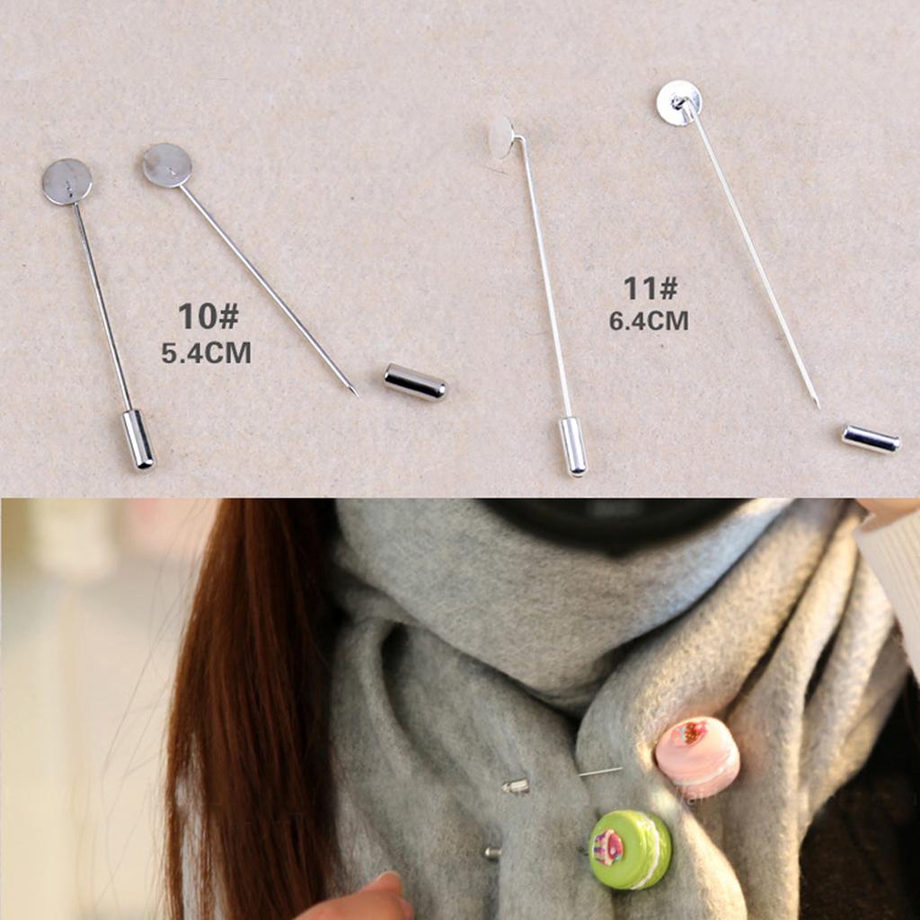 3x10Pcs Silver Lapel Stick Pin Base Brooch Glue on Collar Suit Lapel Pin 15mm