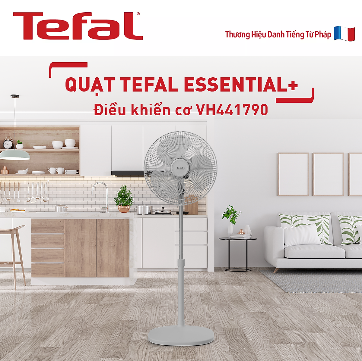 [Gift] Quạt đứng Tefal Essential VH441790 màu xám - Hàng chính hãng