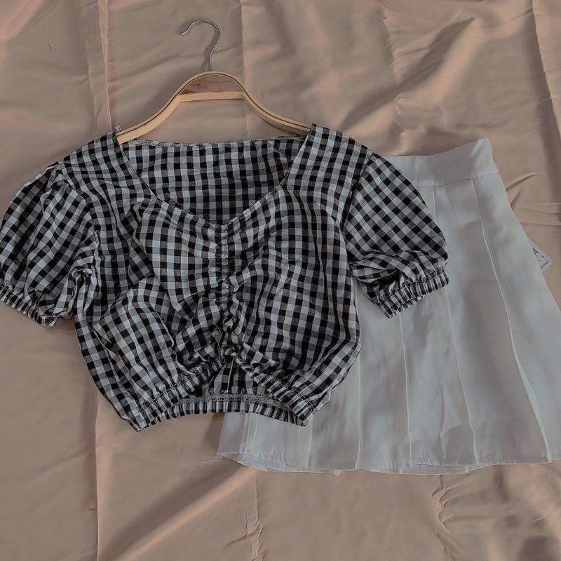 SET ÁO CARO PHỐI CHÂN VÁY TENNIS