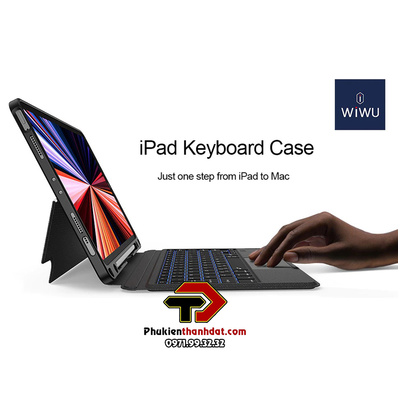 Bao da bàn phím kèm TrackPad cho iPad Pro 11 2022 M2 chính hãng WIWU Mag Touch IPad Keyboard, có thể tháo rời, có đèn LED - Hàng chính hãng