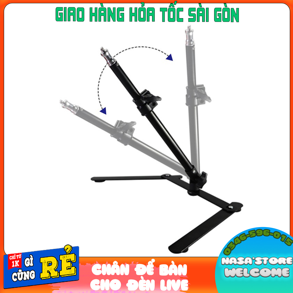 Chân chụp hình để bàn gấp gọn dùng gắn đèn live hỗ trợ chụp ảnh sp, ảnh thức ăn ren 1/4