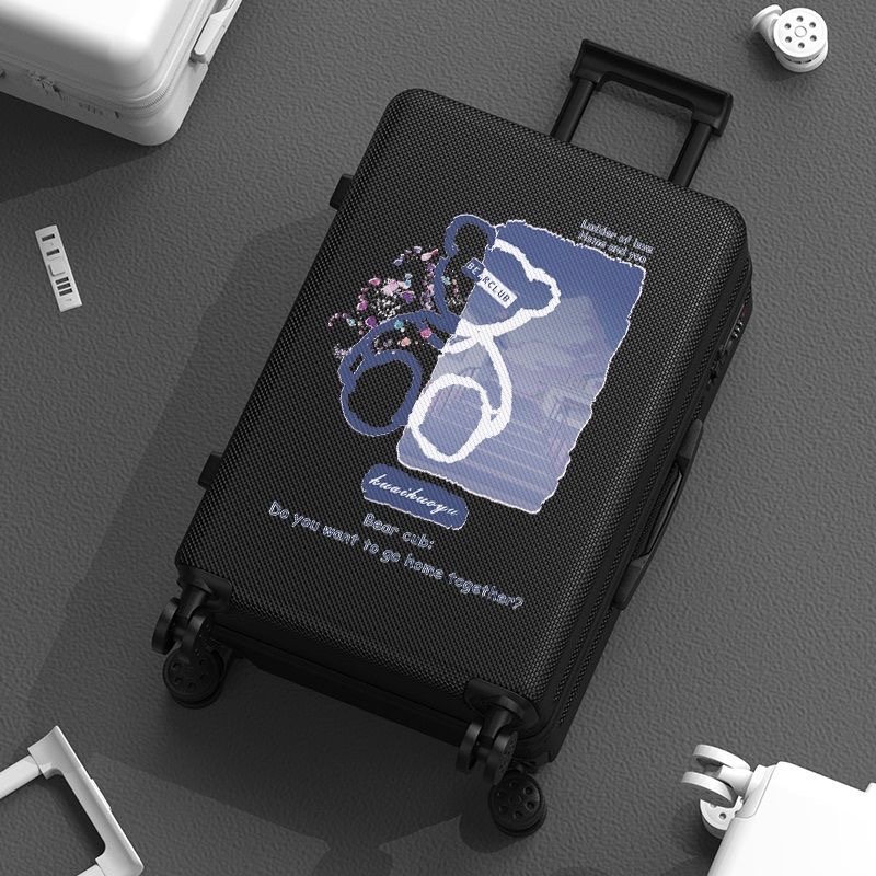 VaLi Kéo Du Lịch In Hình Gấu Dễ Thương Chất Liệu Nhựa Nhám PC+ABS Dày Dặn Hàng Sẵn Kho Đủ Size 20/22/24/26 inch