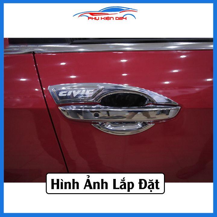 Bộ 4 ốp tay nắm cửa mạ crom Civic 2008-2011, 2012-2015, 2016-2020 sáng bóng chống trầy bảo vệ cửa xe ô tô