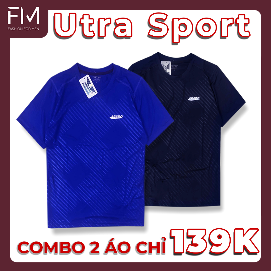 Combo 2 áo sport, áo thun thể thao nam, thiết kế họa tiết sọc chéo, chất thun mát lạnh co giãn tốt - FORMEN SHOP - FMCB2TY001