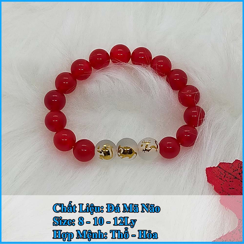 Vòng tay phong thủy mệnh hỏa tam hợp thân tý thìn - chất liệu mã não đỏ tự nhiên - size 8 10 12ly - có khai quang điểm nhãn may mắn tài lộc - PHONG THỦY ANH VŨ