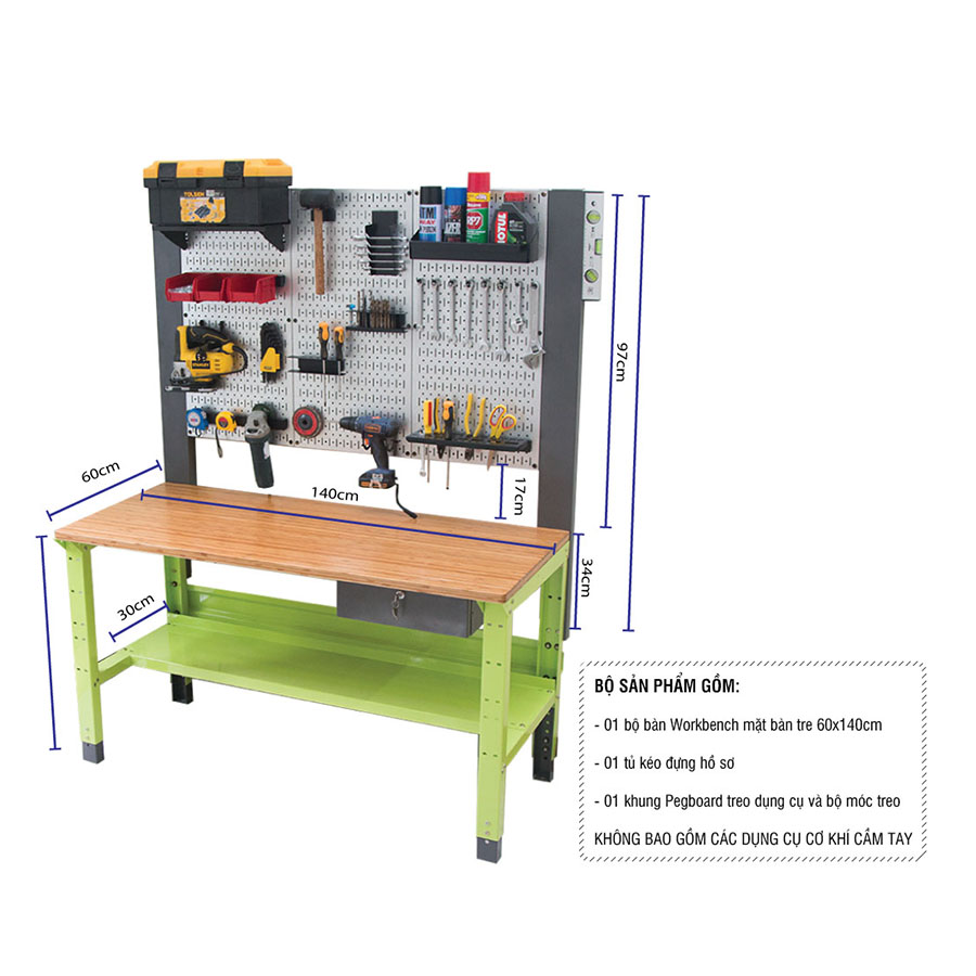 Bàn nguội cơ khí Workbench Khung Pegboard