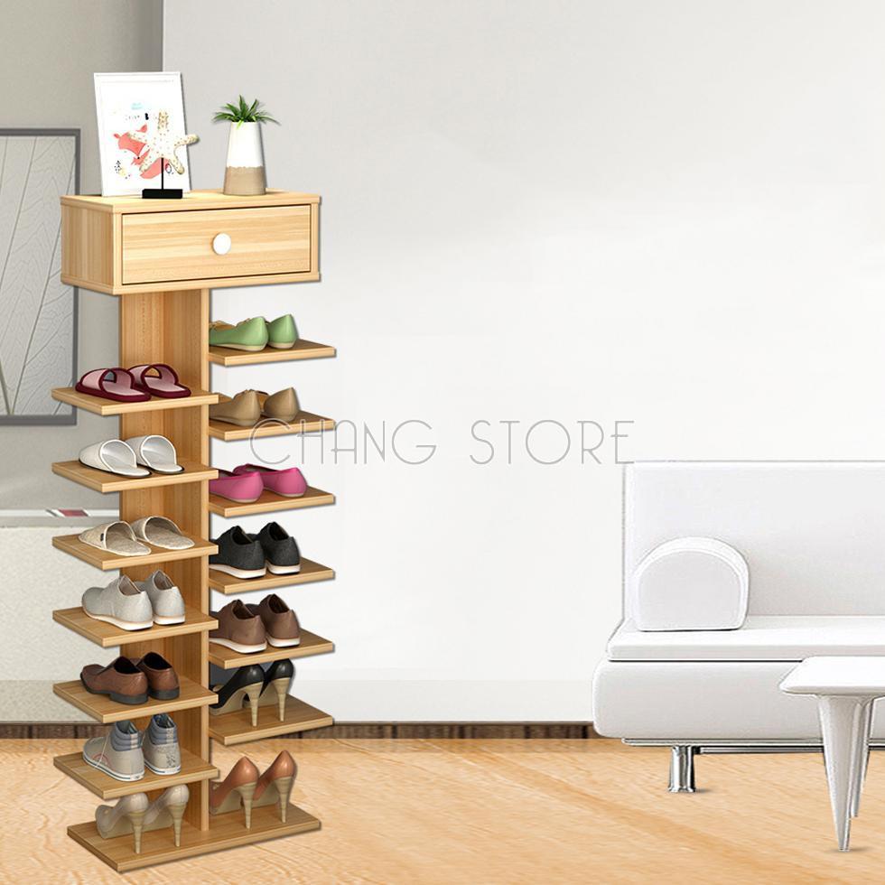 Kệ giày gỗ nhiều ngăn (13 ngăn + 1 tủ) siêu tiện lợi cho mọi nhà