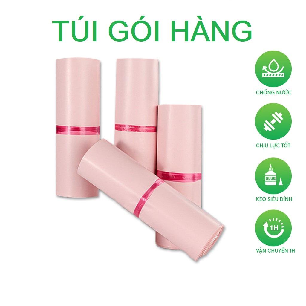 Túi gói hàng niêm phong màu Hồng Pastel cao cấp có keo dán hàng có sẵn nhiều size