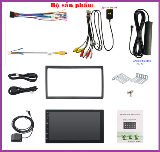 Tặng pm Vietmap s1 và KHUNG DƯỠNG.Màn Hình Android 10.0 Cảm Ứng 7 Inch lắp sim 4G-thu phát wifi ram2G-rom32G lắp chung cho nhiều dòng xe, dvd oto