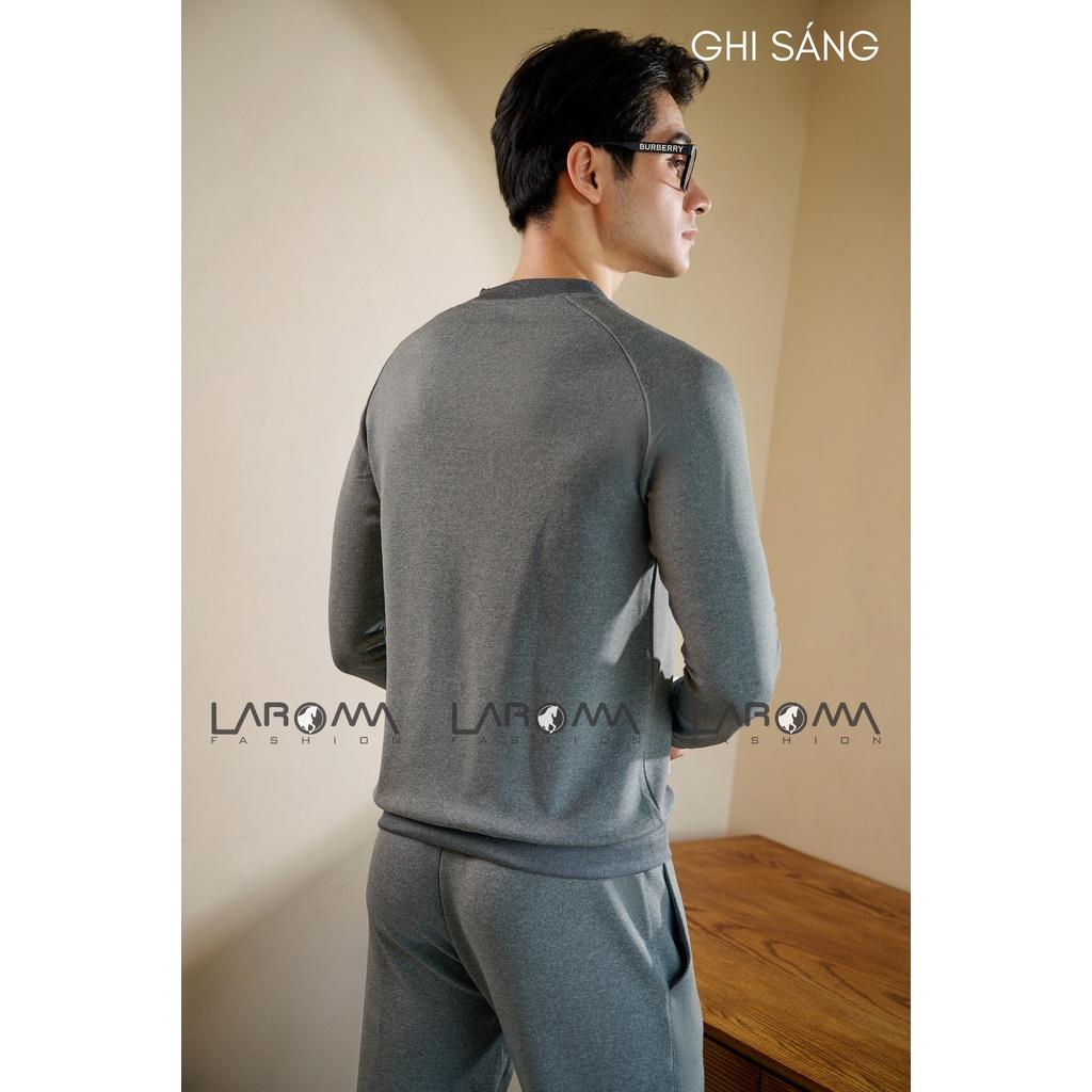 Bộ Quần Áo Nỉ Thu Đông Cổ Chui Laroma Cho Nam | Sọc Đơn - Giữ Ấm - Vải Thơm - Kháng Khuẩn