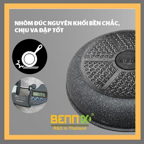 Chảo chống dính vân đá đáy từ Bennix size 26cm: BN- 26 Hàng chính hãng