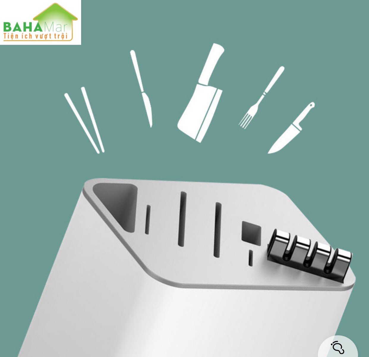 ỐNG CẮM DAO -ĐŨA KHỬ KHUẨN CÓ GẮN BỘ MÀI LƯỠI DAO "BAHAMAR" diệt 99,99% vi khuẩn có hại cho tiêu hóa, sinh hoạt