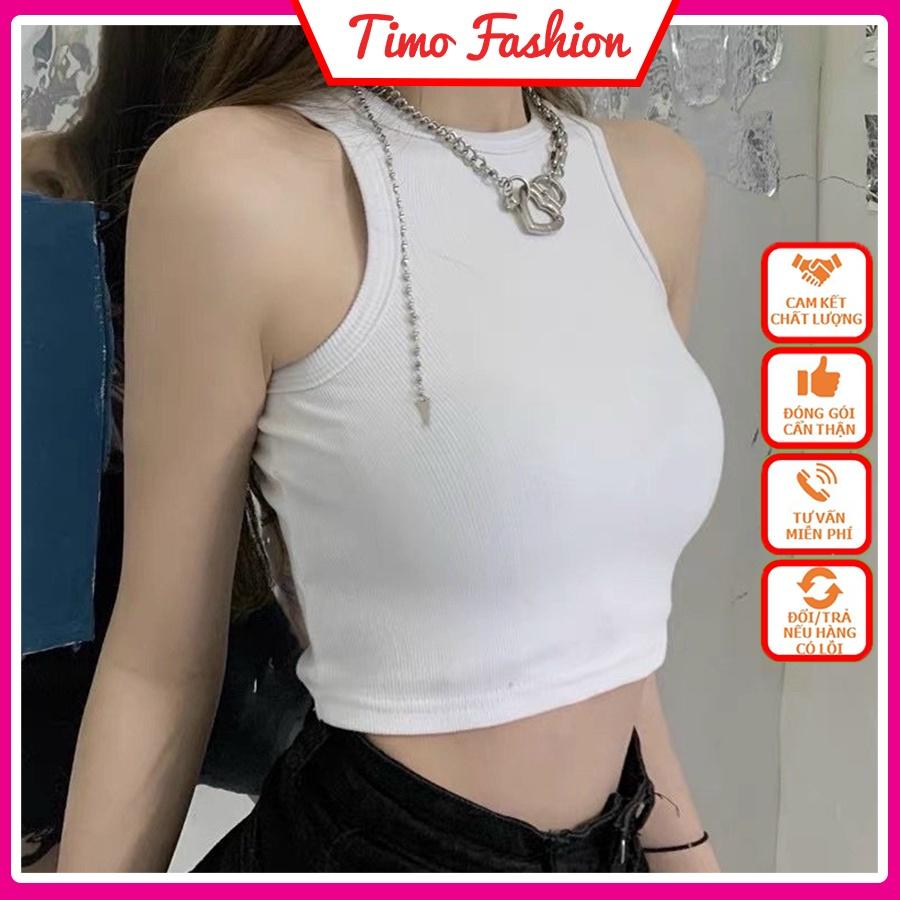 Áo ba lỗ nữ, áo croptop sát nách nữ kiểu ôm body tank top vải cotton co giãn tốt, mặc đi chơi, đi biển, ACN004