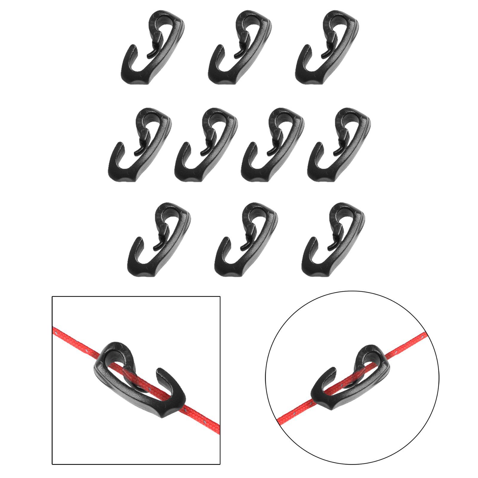 10-Pack Outdoor Camping Tent Hooks, Canopy Windproof Hook, Plastic Shock Cord Clasp Hook for Camping Canopy Backpacking Awning