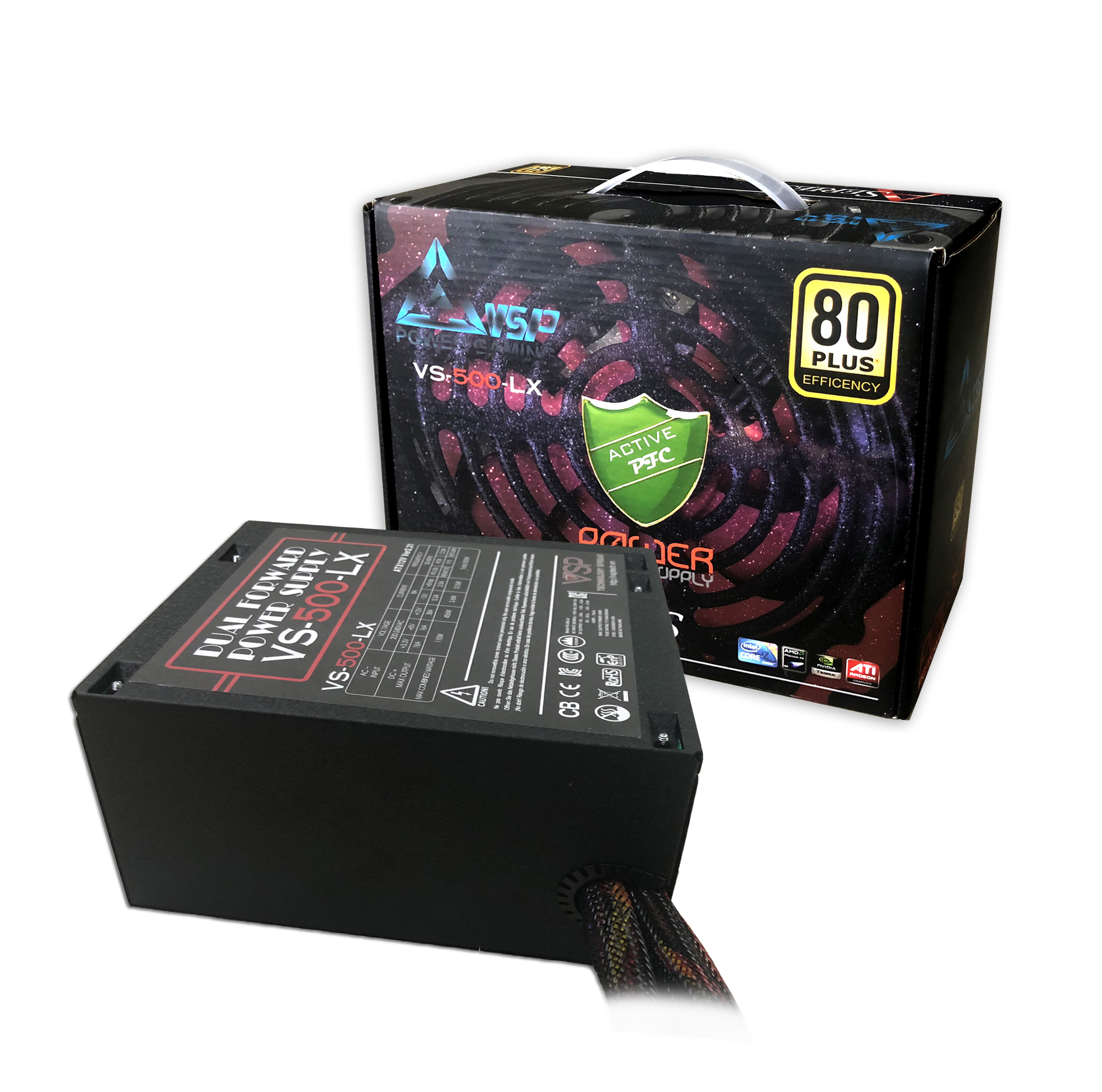 Nguồn VSP Công Suất Thực 500W Led RGB Full Box - Kèm Dây Nguồn - Hàng chính hãng