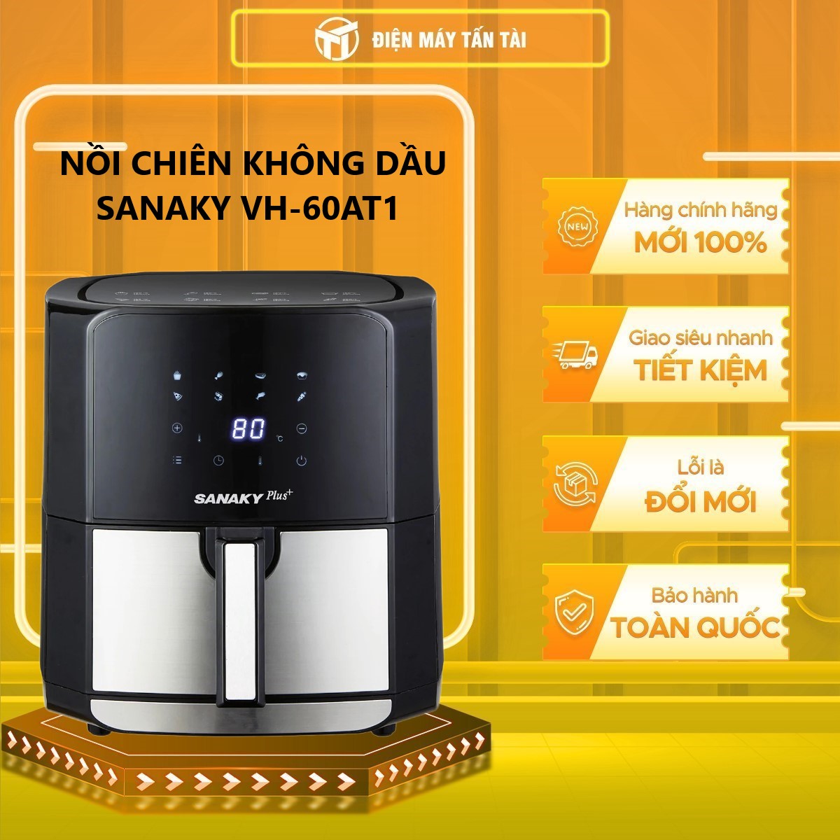Nồi chiên không dầu Sanaky VH-60AT1 - Hàng chính hãng (chỉ giao HCM)
