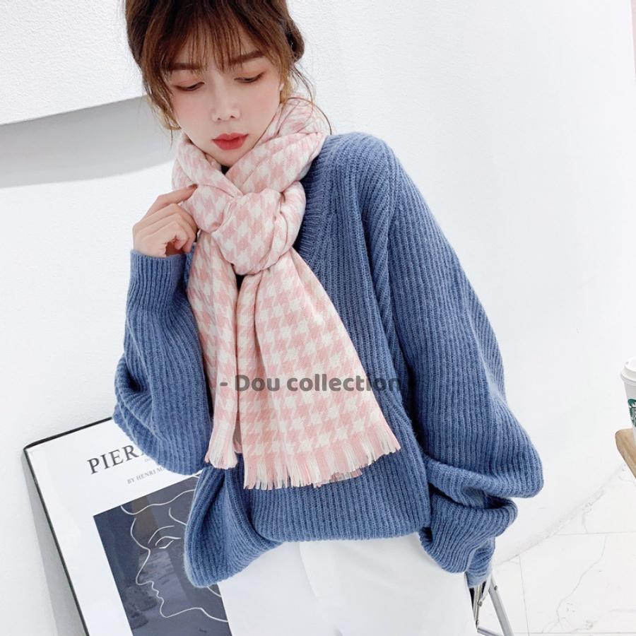 Khăn Len Choàng Cổ (Khăn Cashmere Len) Cao Cấp Giữ Ấm Họa Tiết Houdstoth - 70x190cm - PASHMINA - Mã LN012