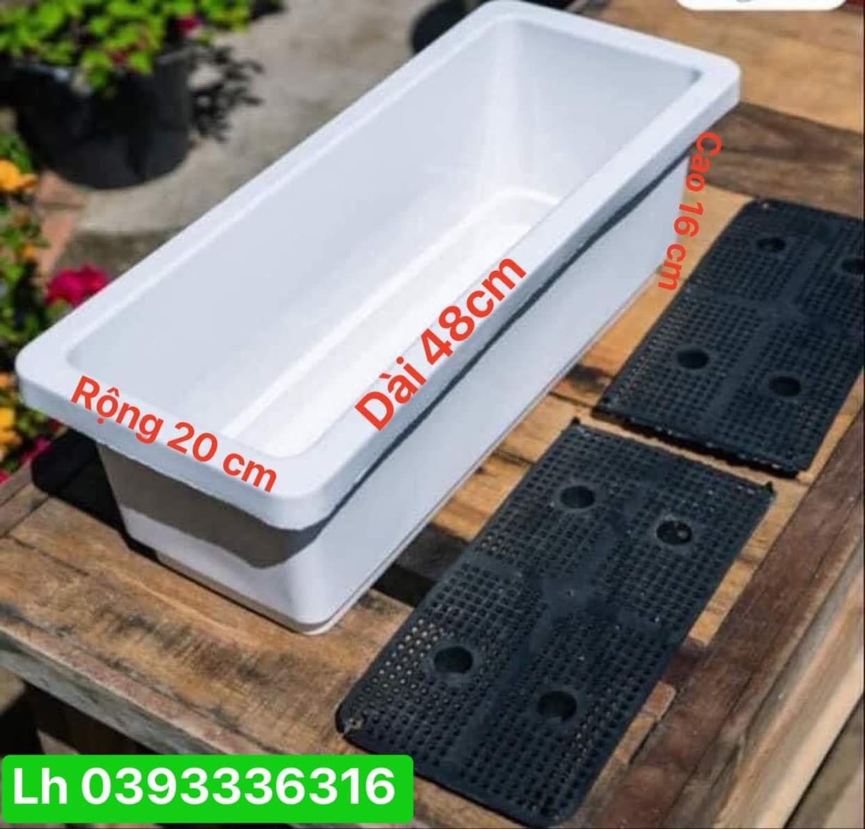 10 Chậu nhựa thông minh trồng rau trồng hoa - nuôi cá hình chữ nhật kích thước 48x20x16cm