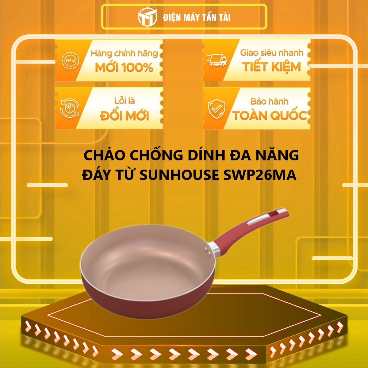 CHẢO SUNHOUSE CHỐNG DÍNH ĐÁY TỪ 26CM SWP26MA - Hàng chính hãng