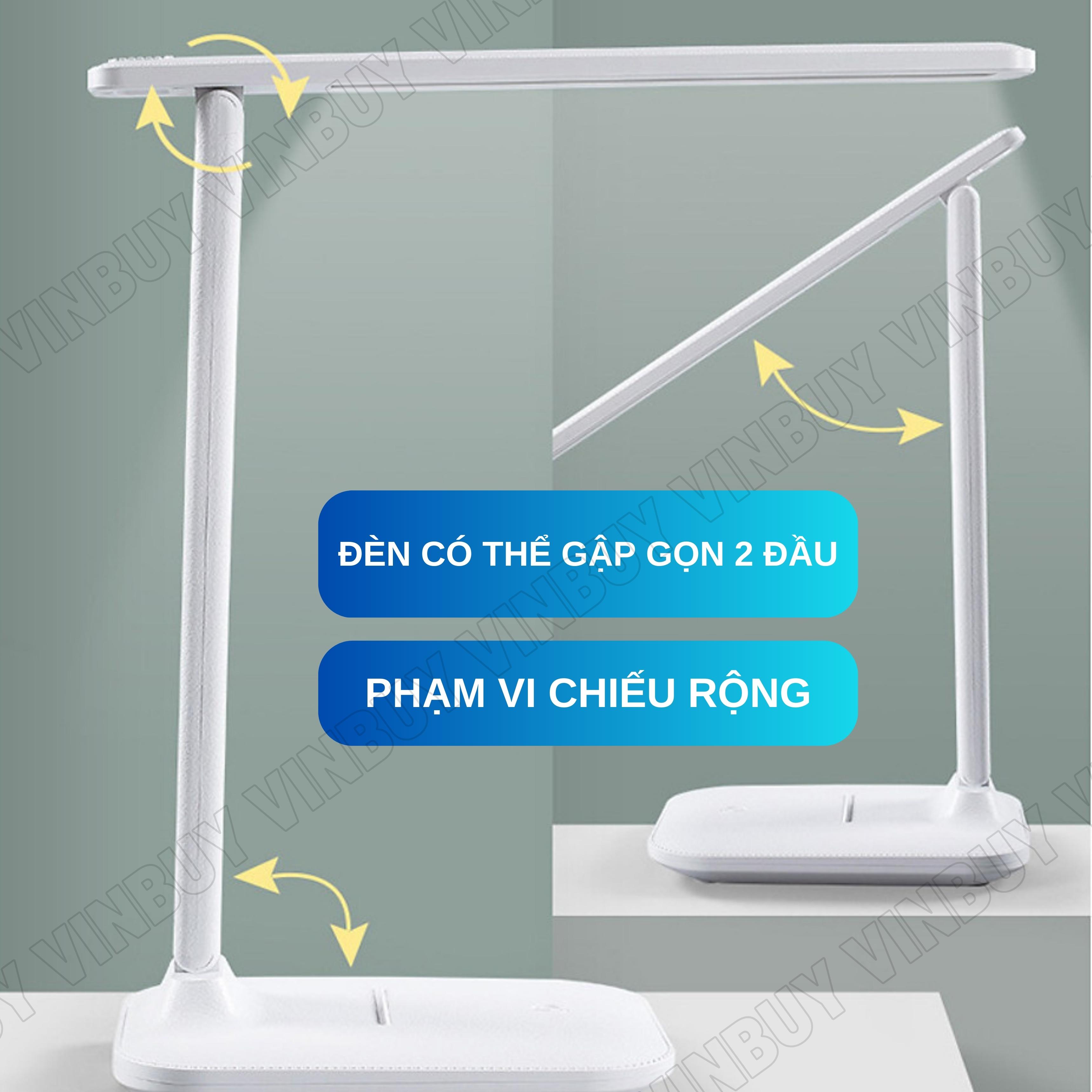 Đèn bàn học làm việc đọc sách chống cận, pin sạc tích điện led có thể gấp gọn – 03 chế độ ánh sáng bảo vệ mắt - Chính hãng VinBuy