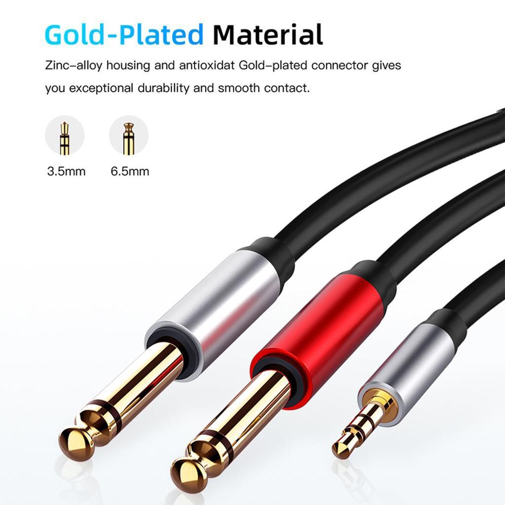 3.5mm Stereo Male to 2 x 6.35mm Mono Male Audio Splitter Cable Adapter Cord