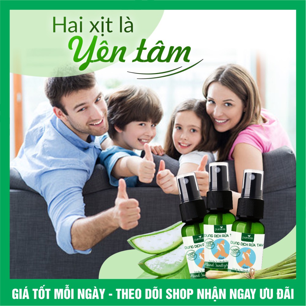 Dung dịch sát khuẩn tay Purevess - tinh dầu Sả 50ml