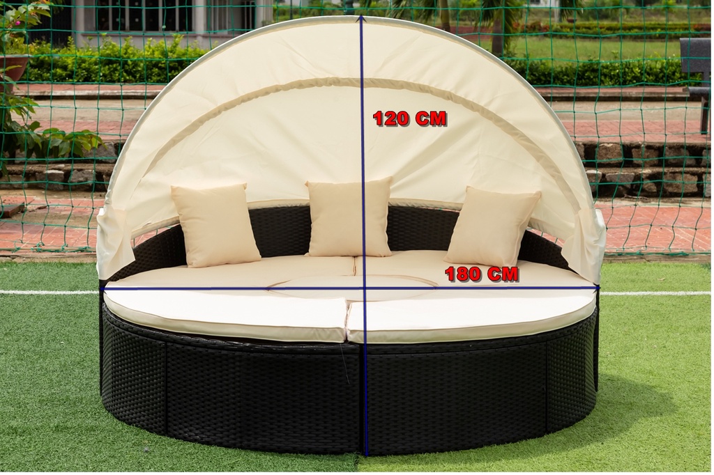 WEGO BỘ GHẾ SOFA MÂY NHỰA NGOÀI TRỜI/ BỘ BÀN GHẾ SOFA SÂN VƯỜN CÓ MÁI CHE//Outdoor Furniture Rattan Chair Sofa Set Balcony Table Garden Sofa 3 seater