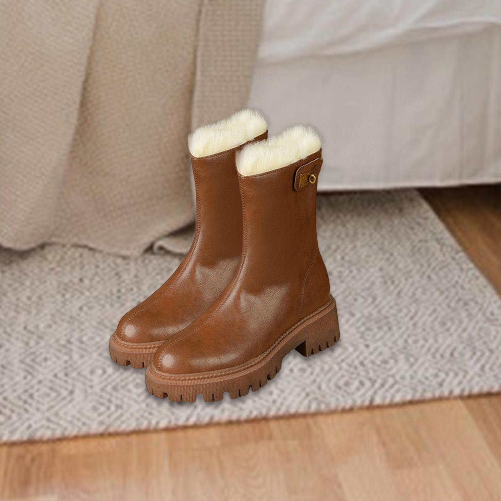 Women's Winter Boots Zipper Closure Ankle Booties Casual Non Slip Shoes