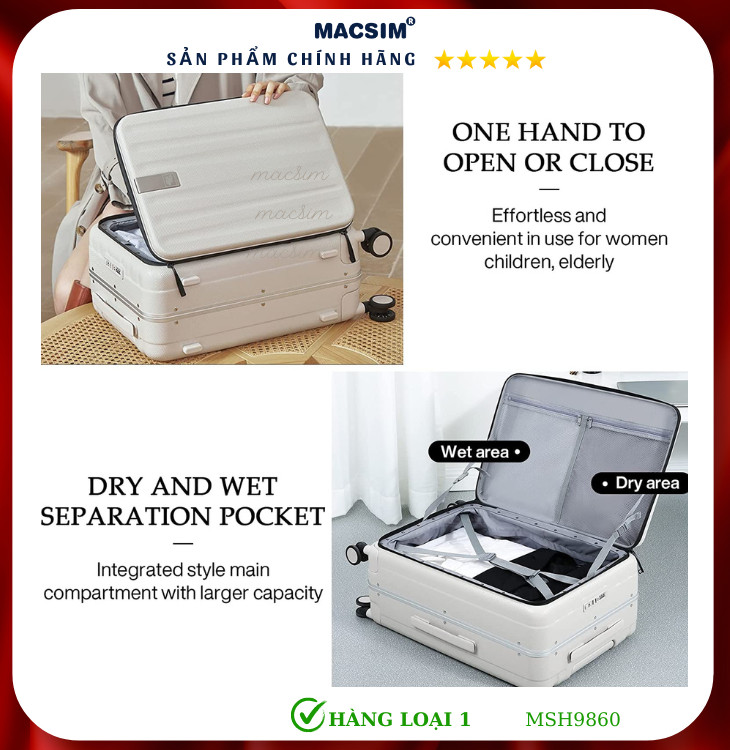Vali cao cấp Macsim Hanke MSH9860 - Hàng loại 1 (size 20-24-26 inches)