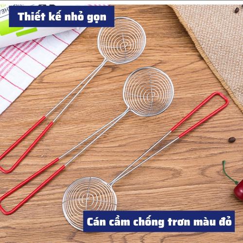 Vợt vớt/múc trân châu, topping nha đam thạch vợt múc lẩu,đồ chiên chuôi đỏ inox cao cấp tiện lợi nhỏ gọn an toàn sử dụng