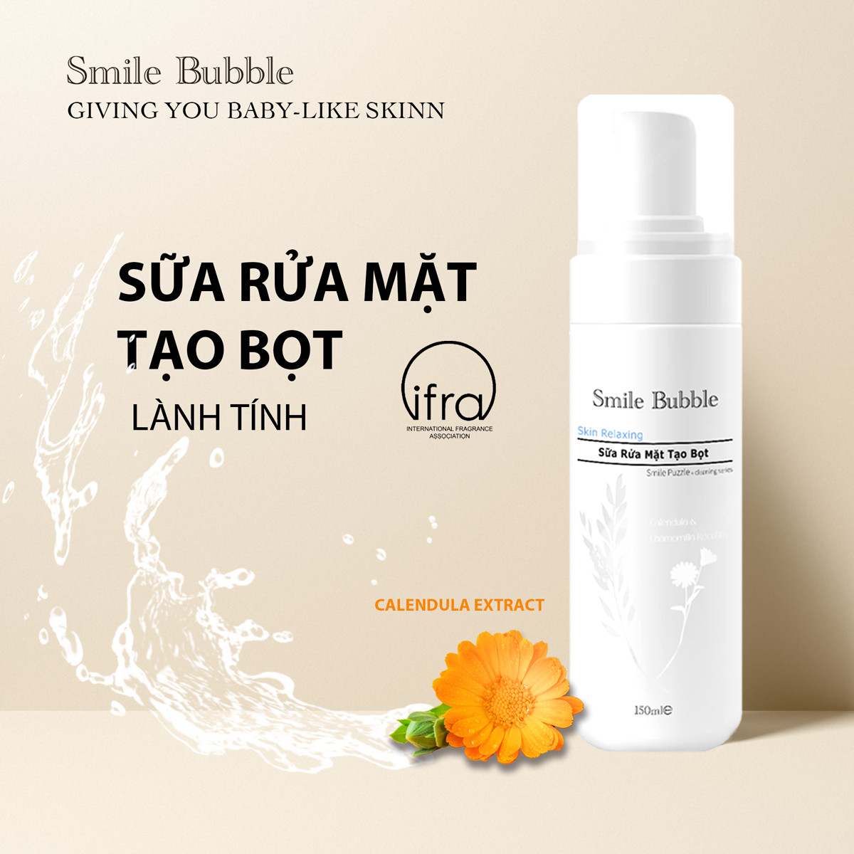 Sữa rửa mặt tạo bọt làm sạch sâu, lành tính Skin Relaxing Smile Bubble 150ml