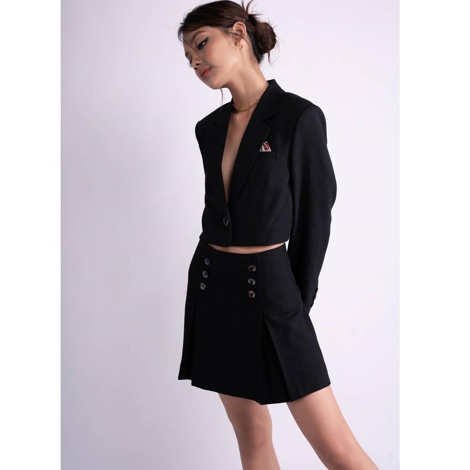 OLALASTUDIO Set Áo vest balzer và chân váy màu đen Levi