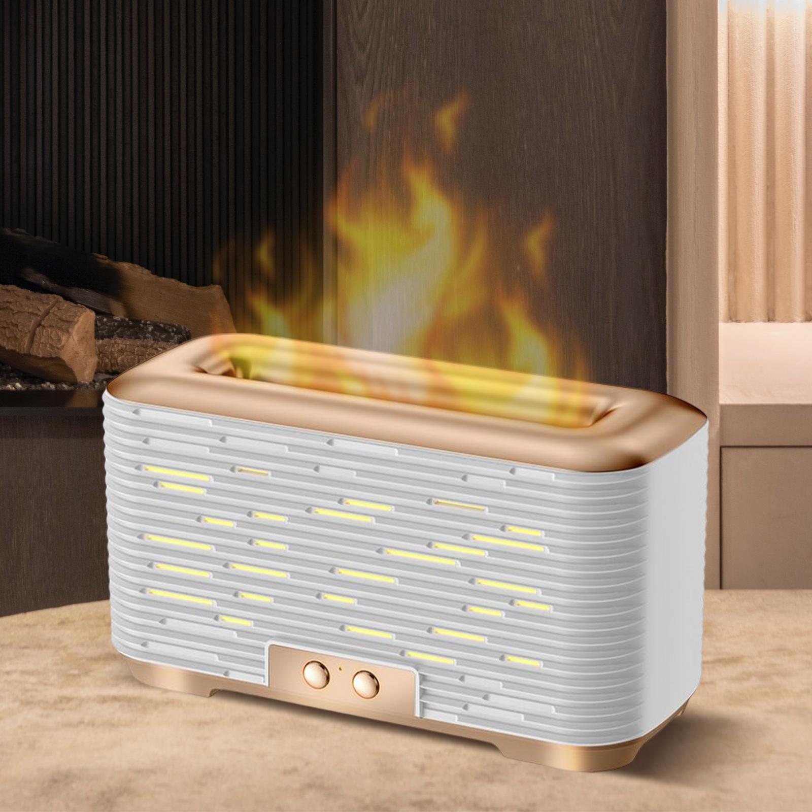 Flame Air Humidifier Diffuser Quiet 350ml Night Light USB for Home Bedroom Gold