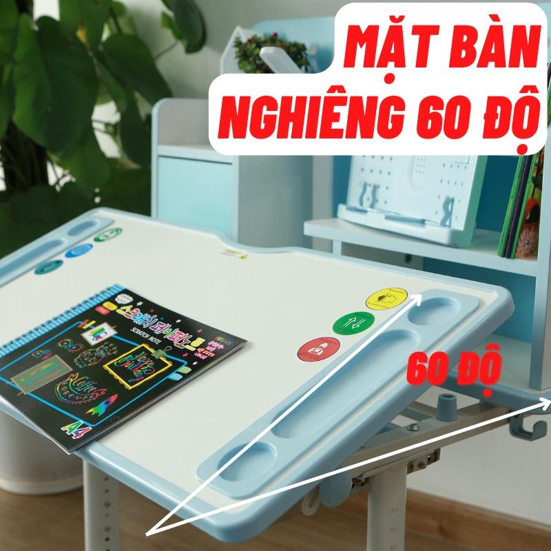 (Mẫu mới 2022) Bàn học cho bé Sakawin A17, Bàn chống gù có giá sách Giá nhập, Bàn học trẻ em từ 3 tuổi tới lớn