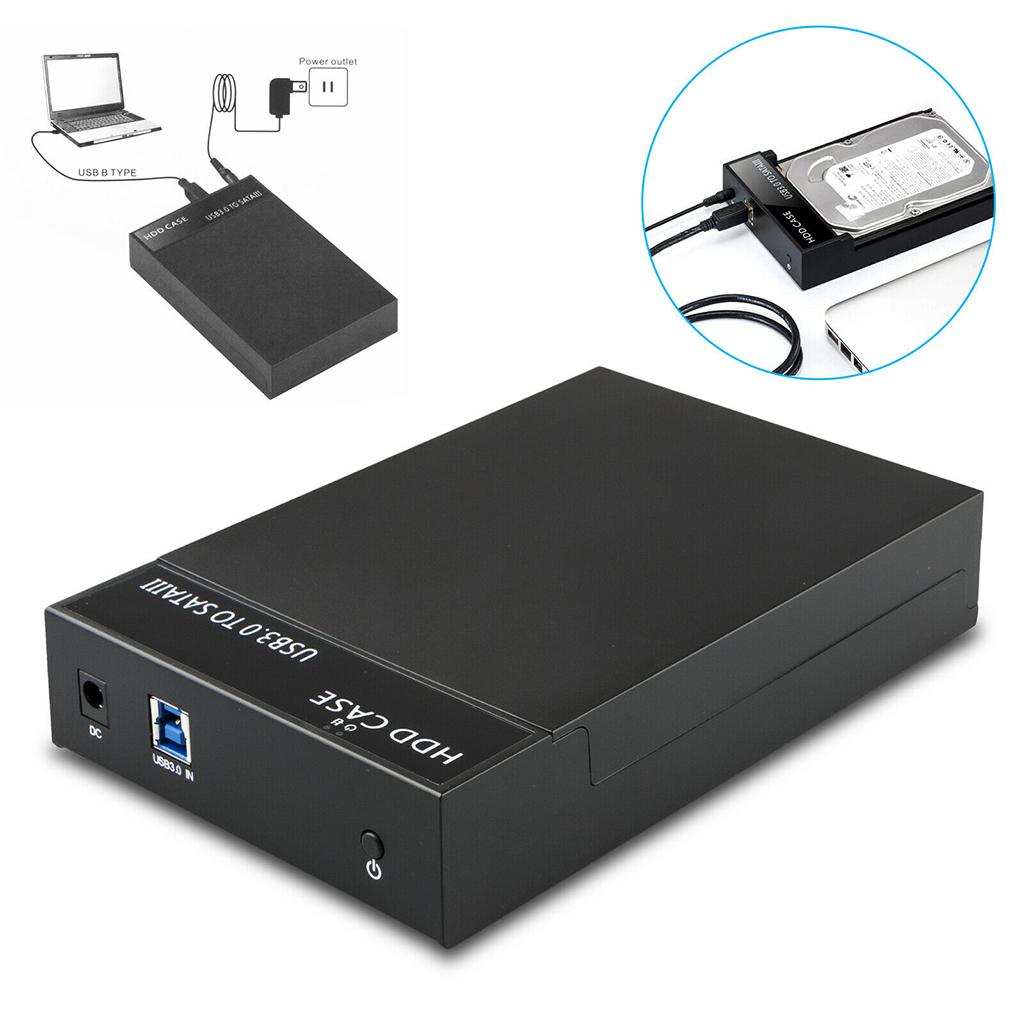 USB 3.0 External 2.5" 3.5" SATA Hard Drive Enclosure HDD Disk Case EU Plug