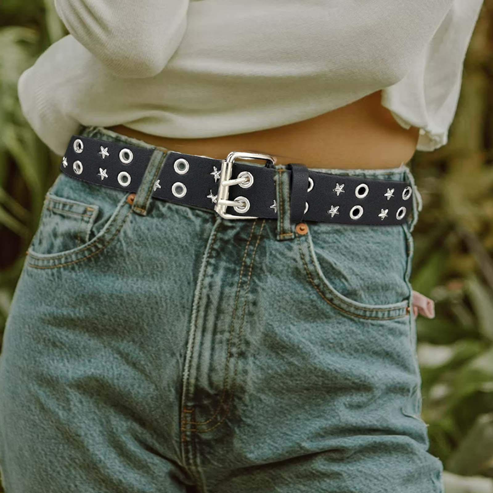 Women Men Punk Belt  Grommet Gothic Decorative Belt Jeans Waist Belt