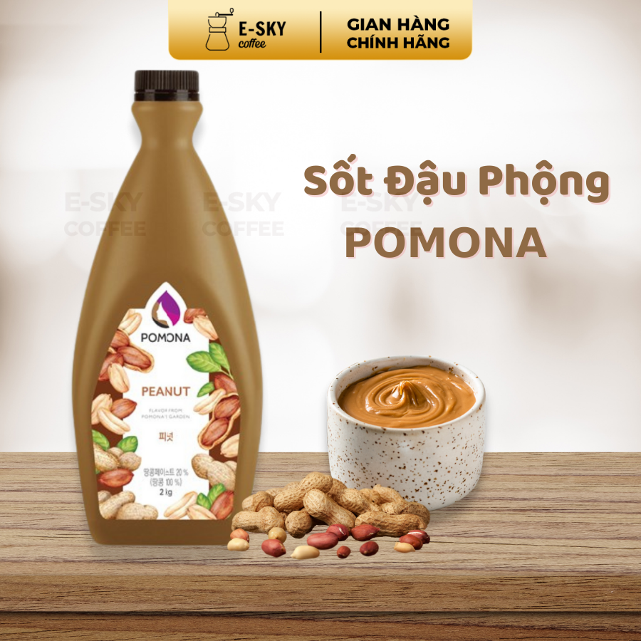 Sốt Đậu Phộng POMONA Peanut Sauce Nguyên Liệu Pha Chế Hàn Quốc Chai 2kg