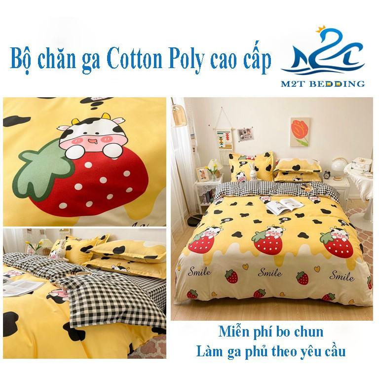 Bộ chăn ga gối drap Cotton Poly M2T bedding chăn ga Hàn Quốc miễn phí bo chun drap ga giường - Những chú bò