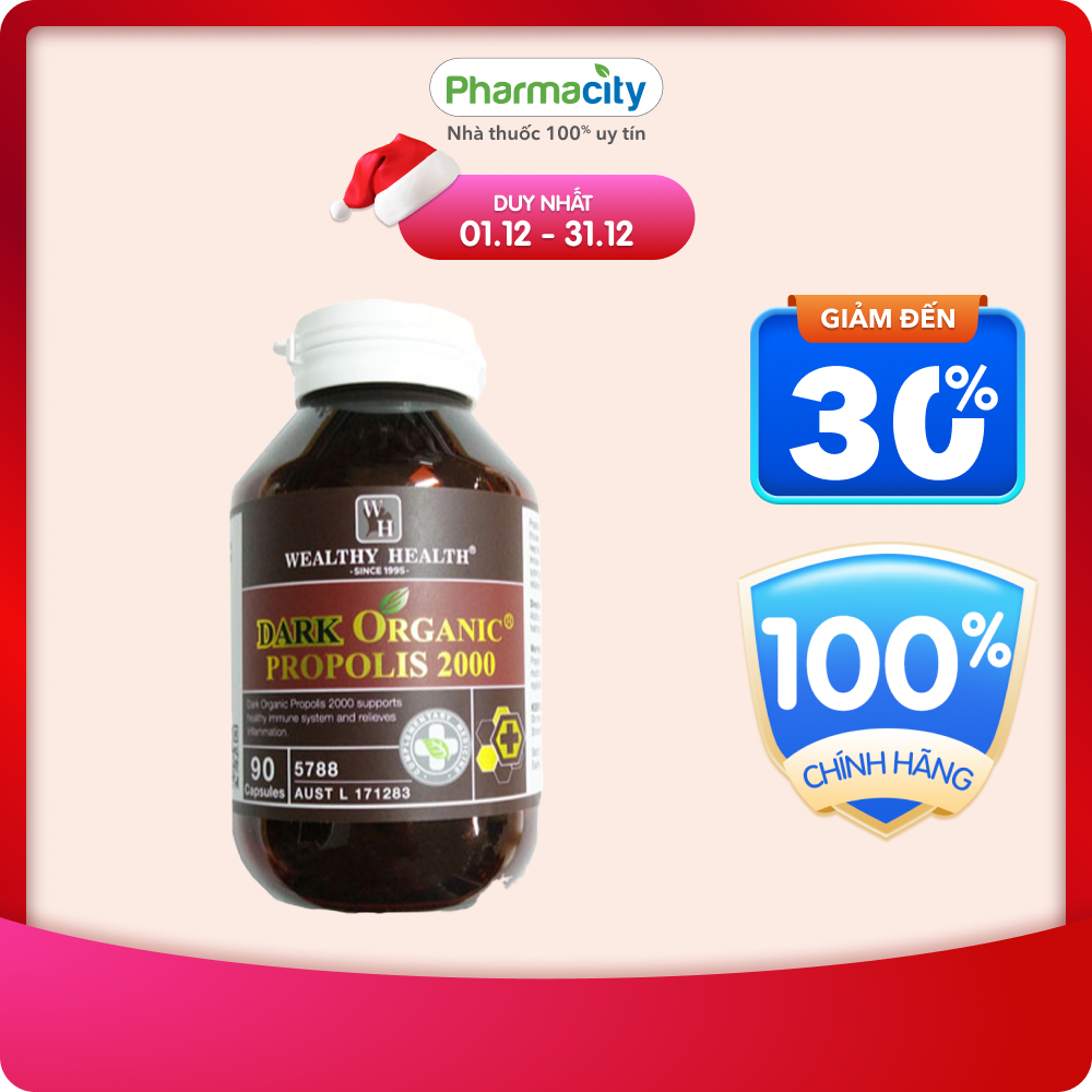 Viên uống keo ong đen hữu cơ 2.000mg Wealthy Health tăng cường sức khỏe, chống viêm và chống lão hóa