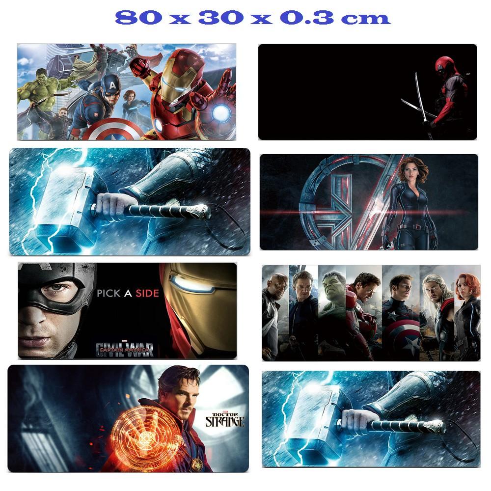 Tấm lót chuột phím nhân vật Siêu Anh Hùng AVENGER (MARVEL) size dài 80 x 30 x 0.3 cm - loại mousepad speed (Hình ngẫu n