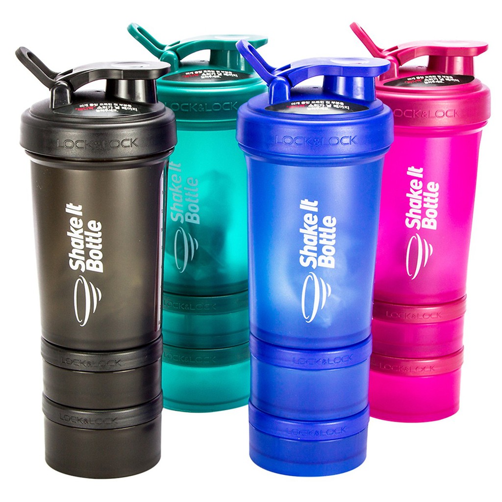 Bình Lắc Shake It Lock&amp;Lock HAP945 (600ml) - Hàng chính hãng, chất liệu nhưa PP, gioăng nắp silicone, sử dụng đựng thực phẩm bổ sung tập gym, sữa bột , bánh lắc giúp trộn đều - Tặng kèm ống hút và cọ rửa