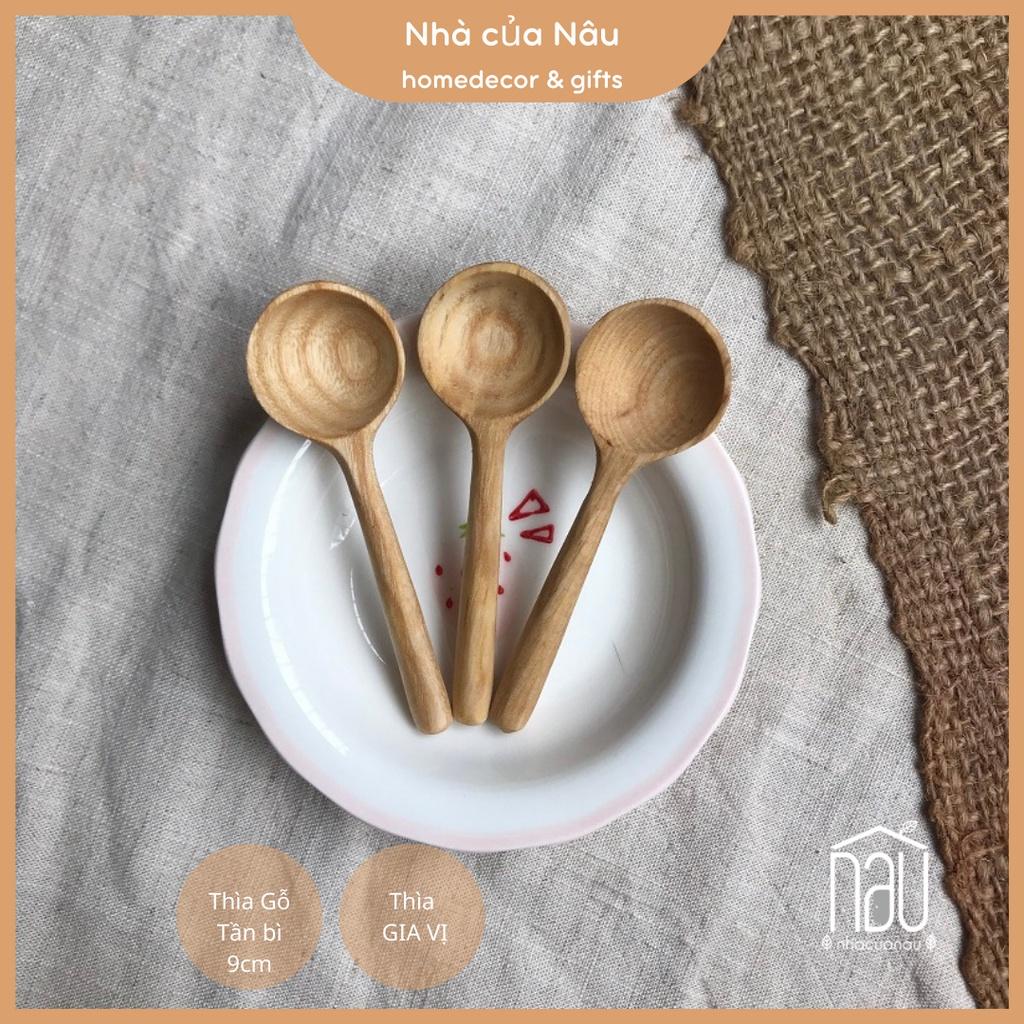 Thìa gỗ xúc gia vị size nhỏ dài 9cm từ gỗ tần bì, thìa lấy mật ong, cafe