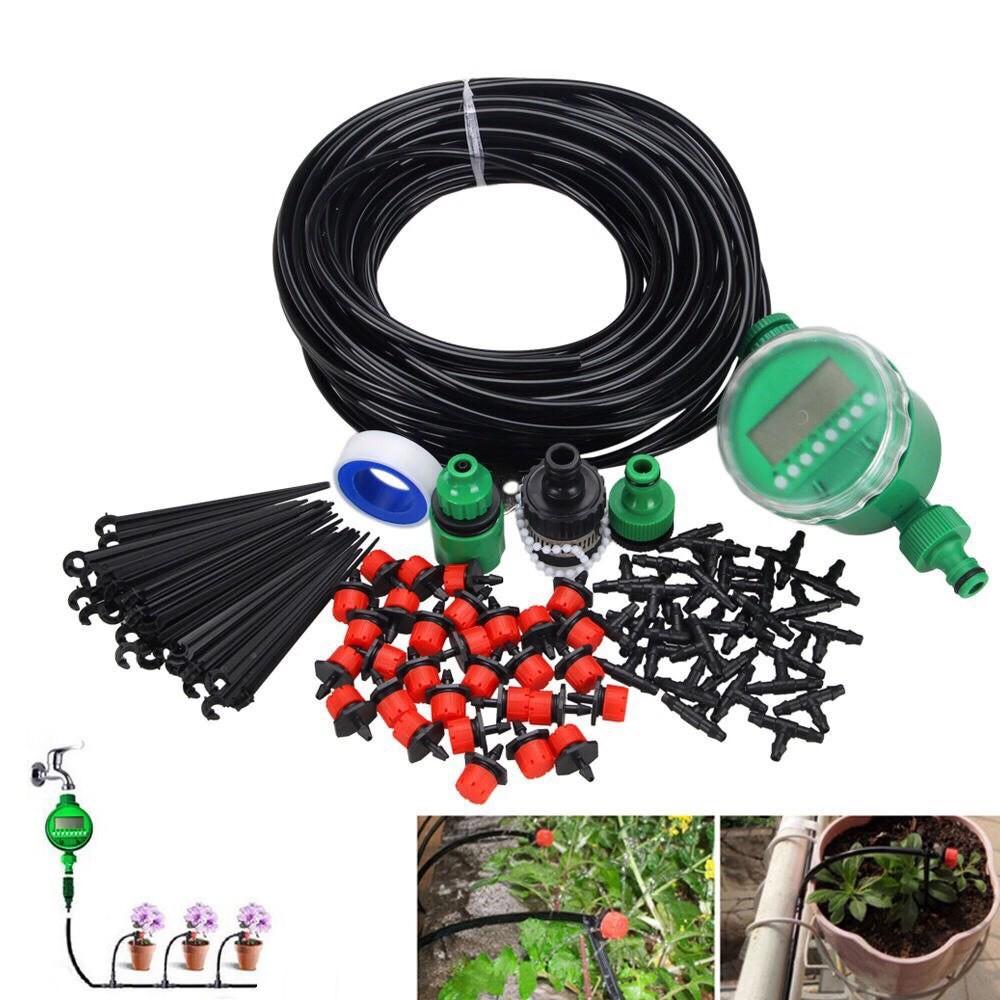 BỘ TƯỚI NHỎ GIỌT TỰ ĐỘNG 20 BÉC TƯỚI 8 TIA KÈM VAN HẸN GIỜ PIN