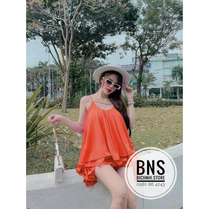 ĐẦM ĐI BIỂN 2 DÂY GIẤU QUẦN VOAN BÈO 2 LỚP ĐAN LƯNG GỢI CẢM - Backless Cami Dress D5039 - BNS